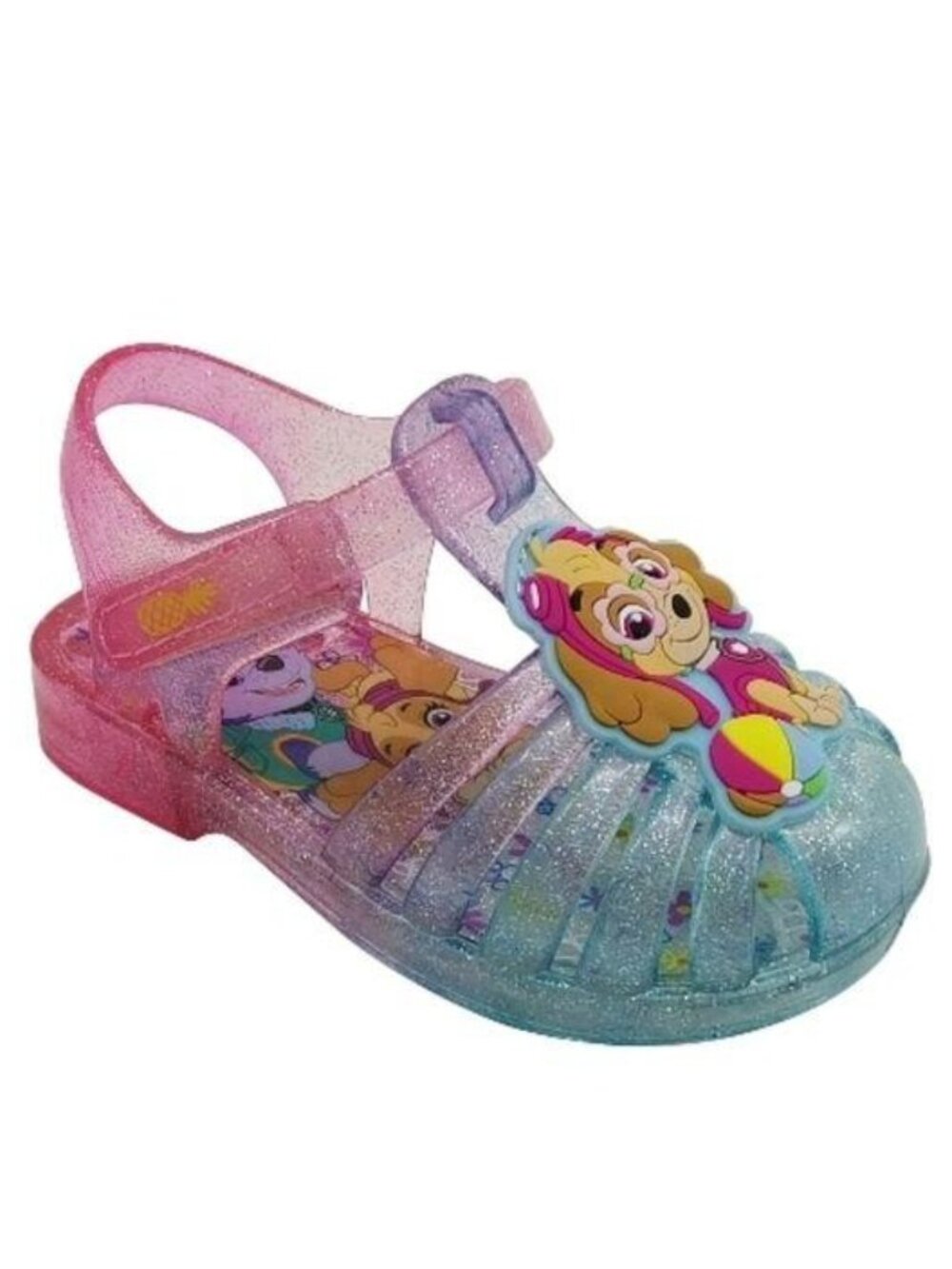 Nickelodeon Paw Patrol Baby Size 4 Sandals Jelly Glitter Pink & Blue Skye Design